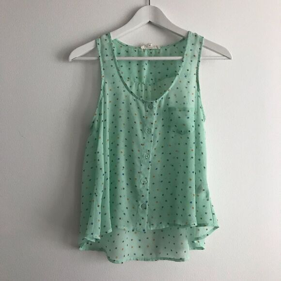 5/$15 Iris‎ Log Angeles Dots Sheer Blouse Top - Picture 1 of 4